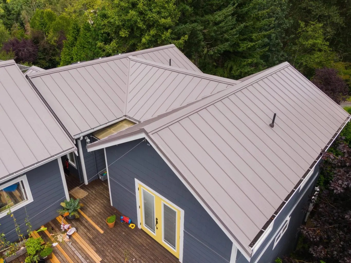a house with a metal roof